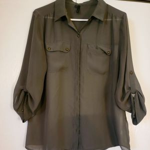 Chiffon olive green top